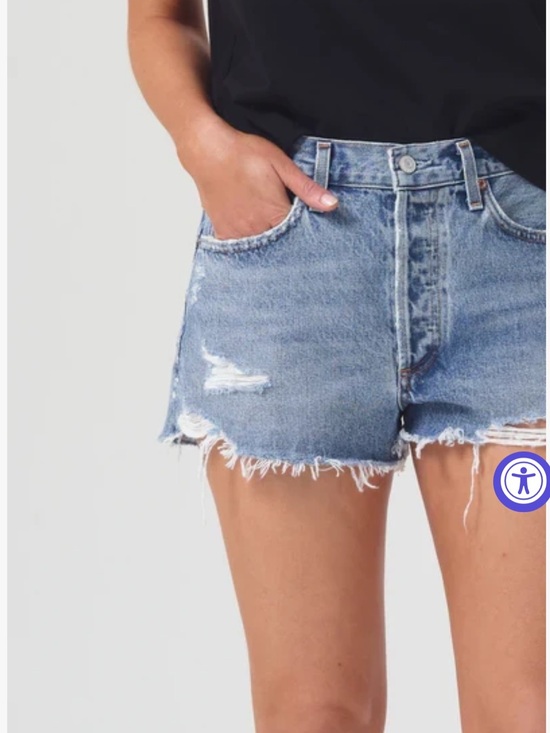 Agolde Pants - AGOLDE Light Blue Distressed High-Rise Button-Fly Jean Shorts